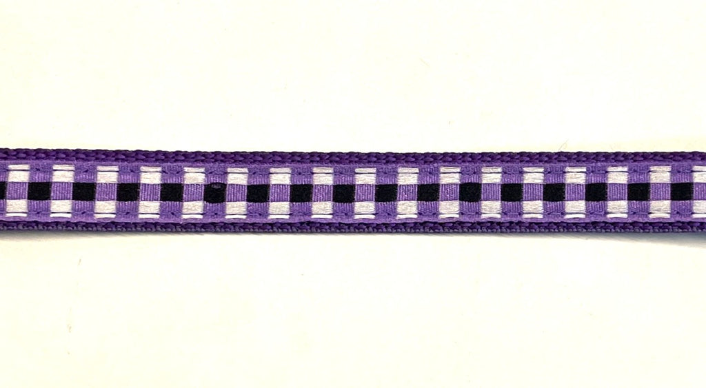 Purple, White, and Black Plaid Dog Collar 1/2 inch