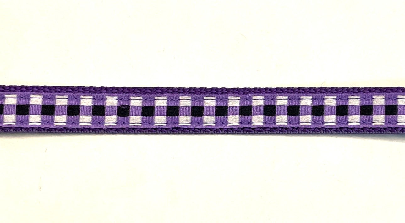 Purple, White, and Black Plaid Dog Collar 1/2 inch