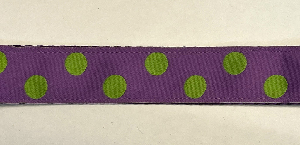 Purple with Lime Green Dots Dog Leash 1in
