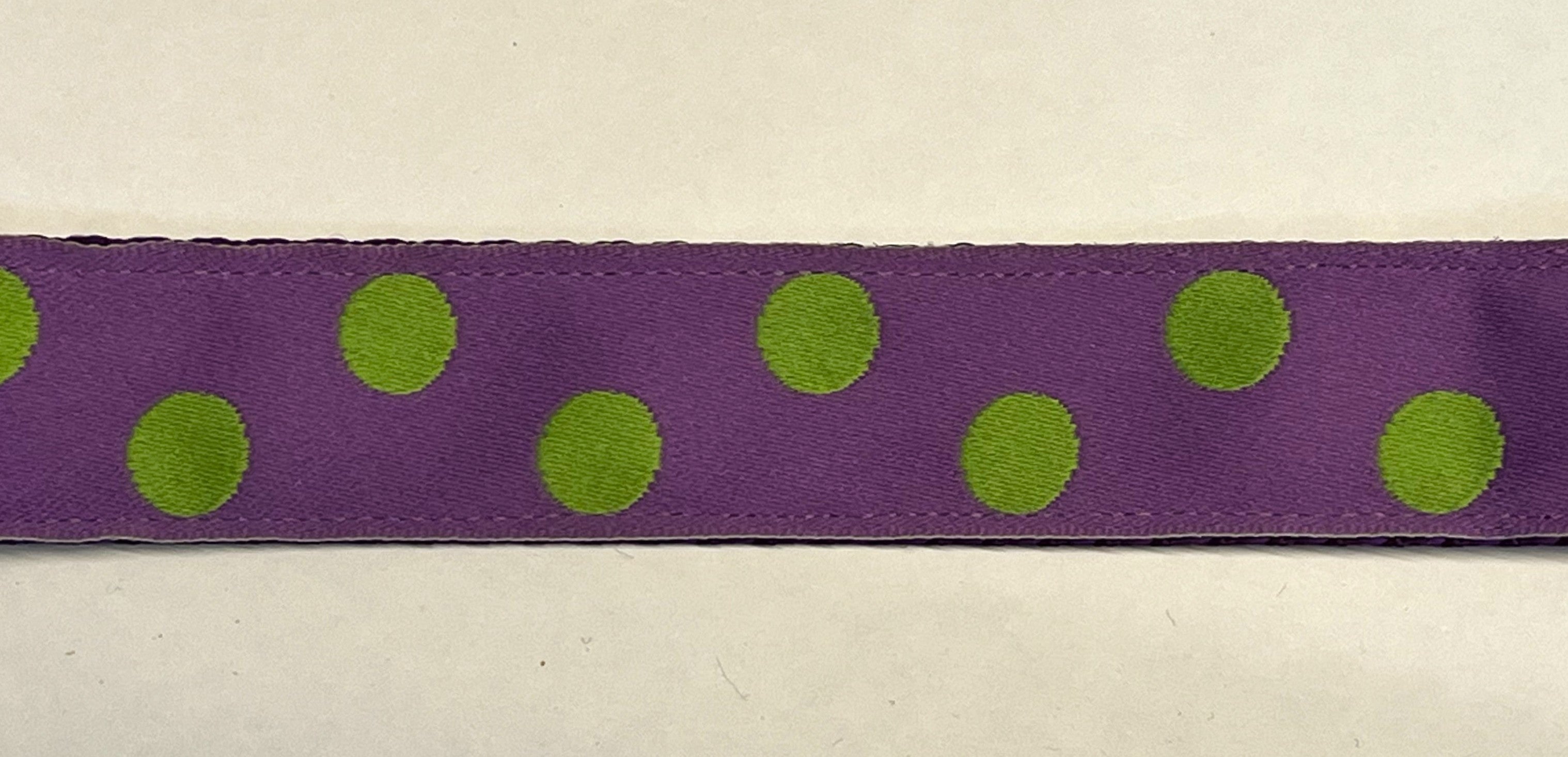 Purple with Lime Green Dots Martingale Collar 1in