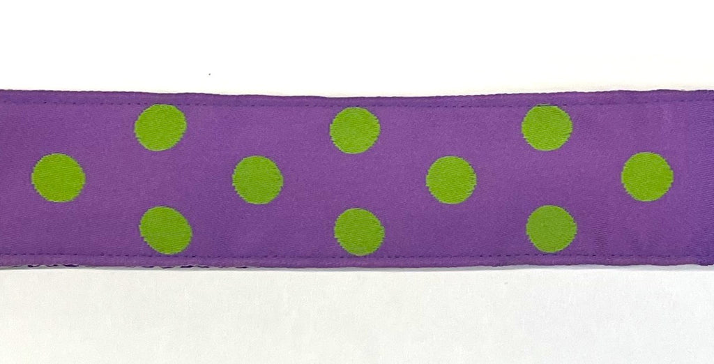 Purple with Lime Green Dots Chain Martingale Collar 1 1/2 in