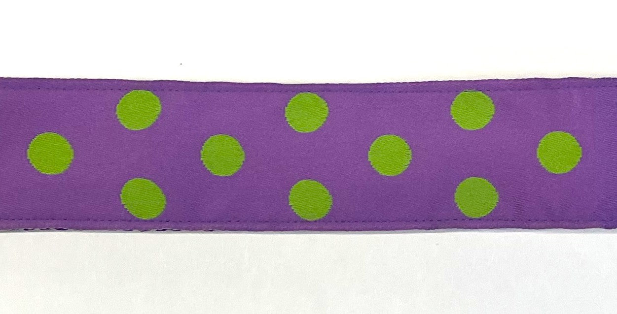 Purple with Lime Green Dots Chain Martingale Collar 1 1/2 in