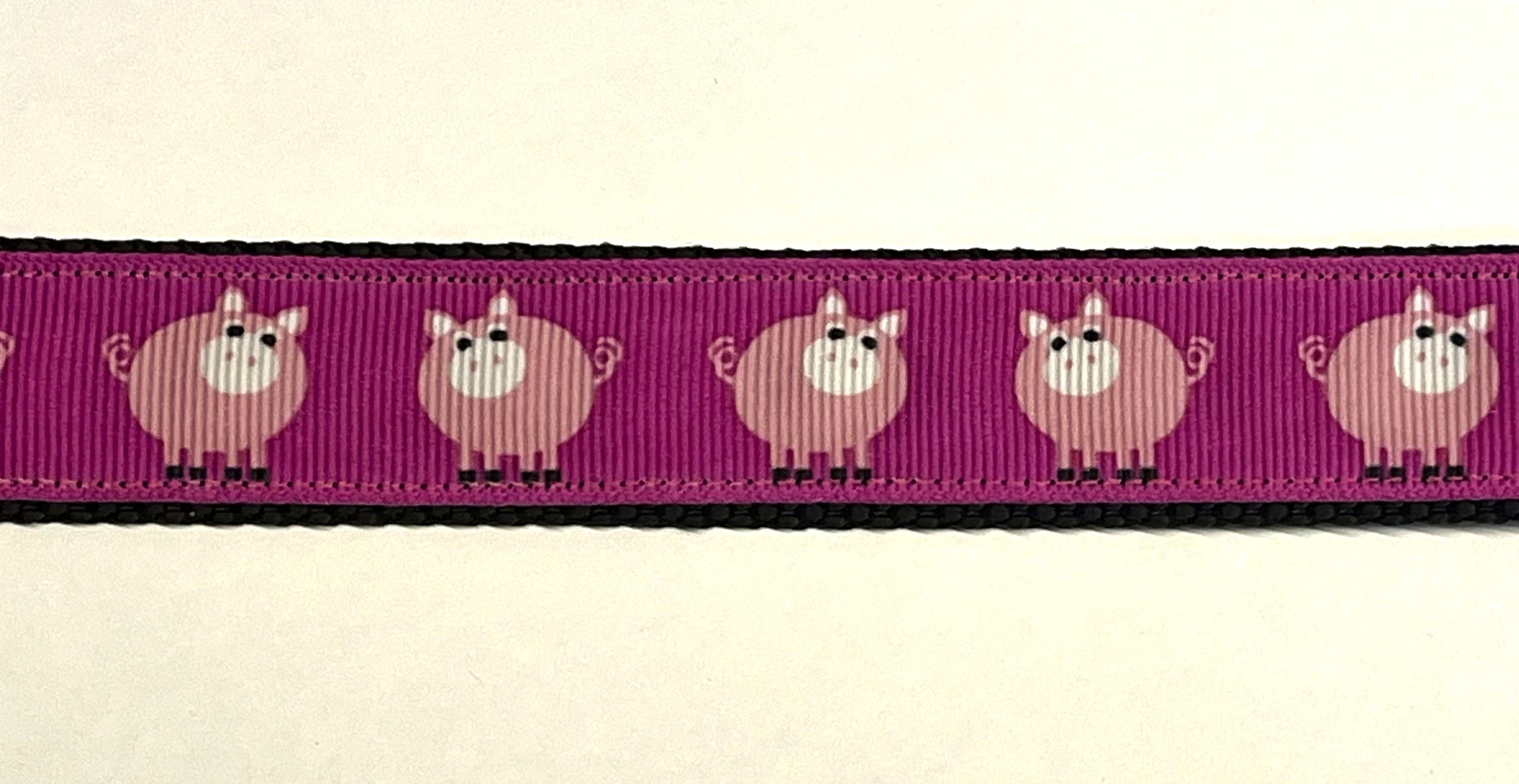 Purple with Pigs Martingale Collar 1in