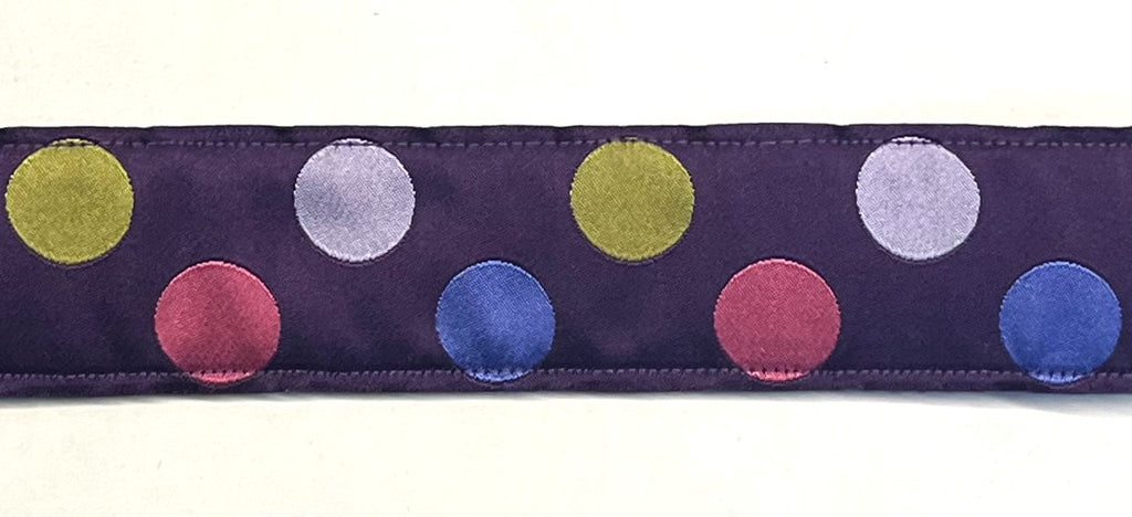 Purple with Pink, Green, Blue, and Lavender Dots Chain Martingale Collar 1 1/2 in