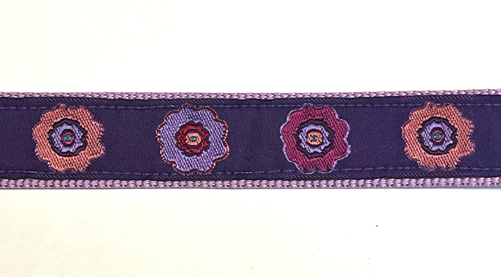 Purple with Pink, Purple, & Lavender Flowers Dog Leash 1in