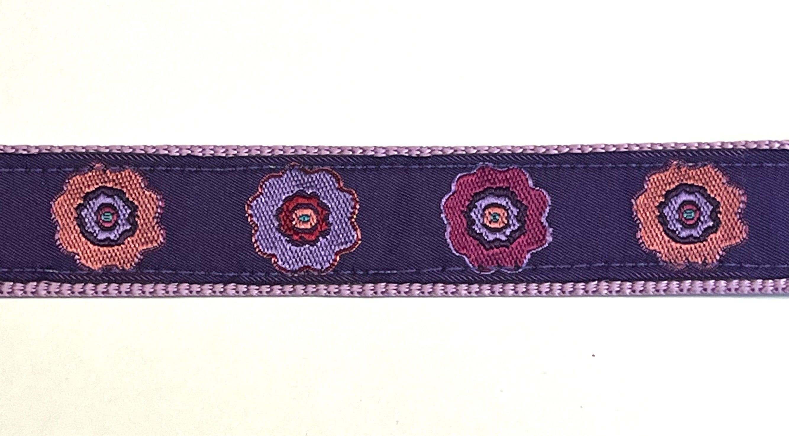 Purple with Pink, Purple, & Lavender Flowers Dog Leash 1in