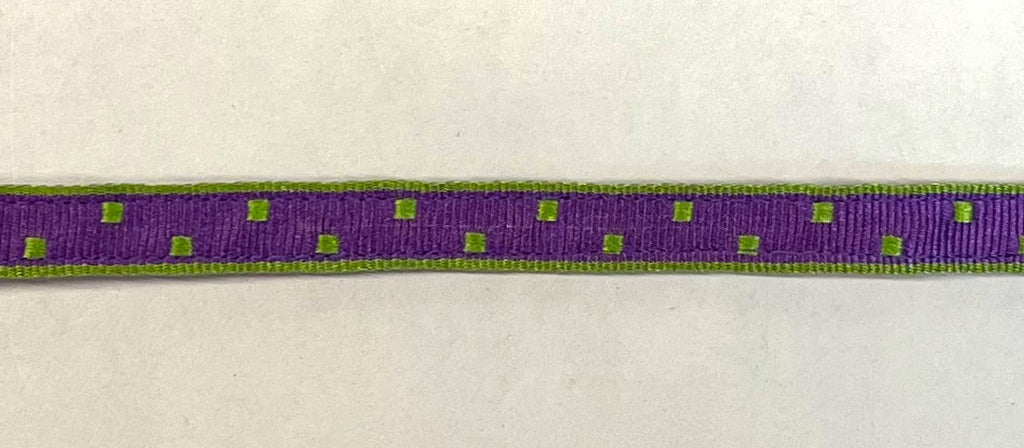 Purple with Green Square Dots Cat Collar