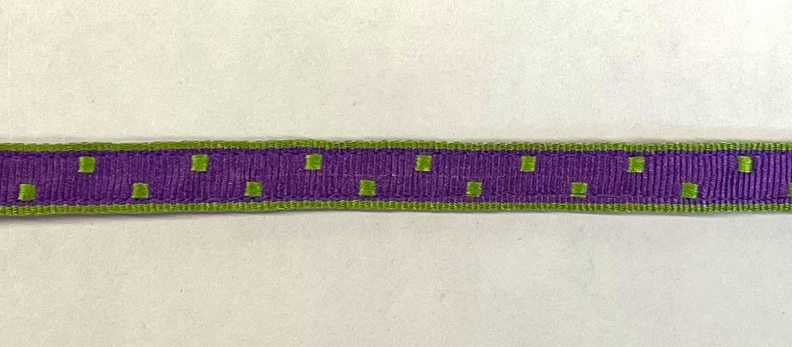 Purple with Green Square Dots Cat Collar