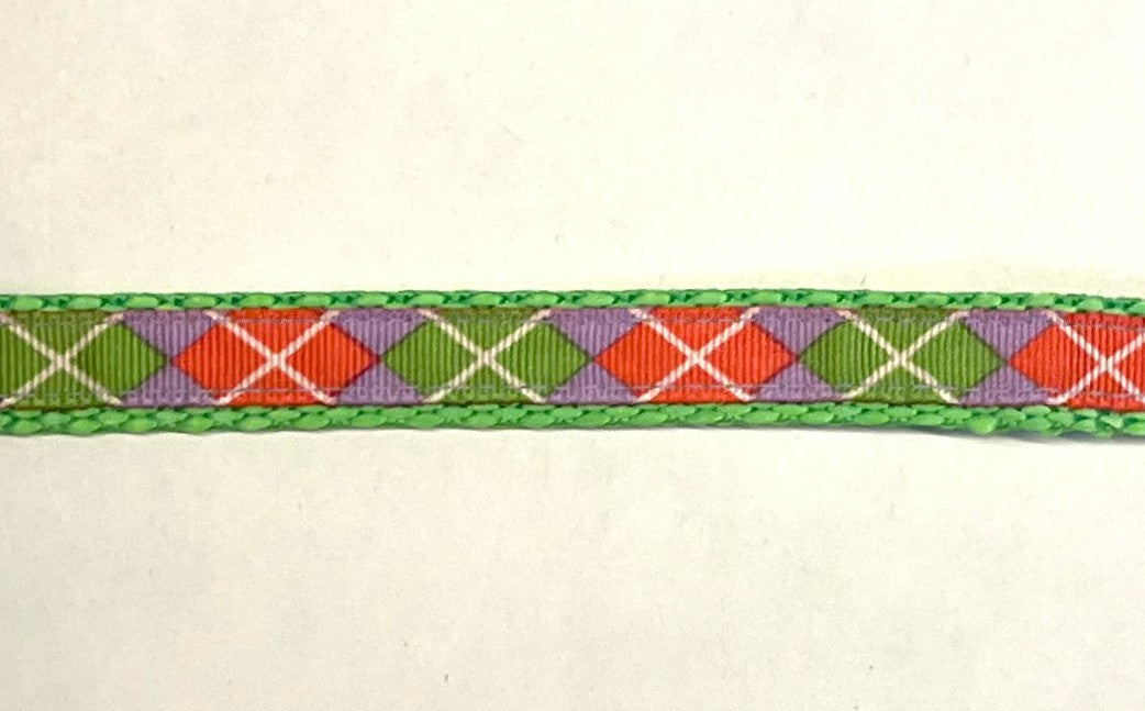 Purple, Green & Pink Argyle Dog Leash 1/2