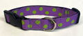 Purple with Lime Green Dots Dog Collar 1in