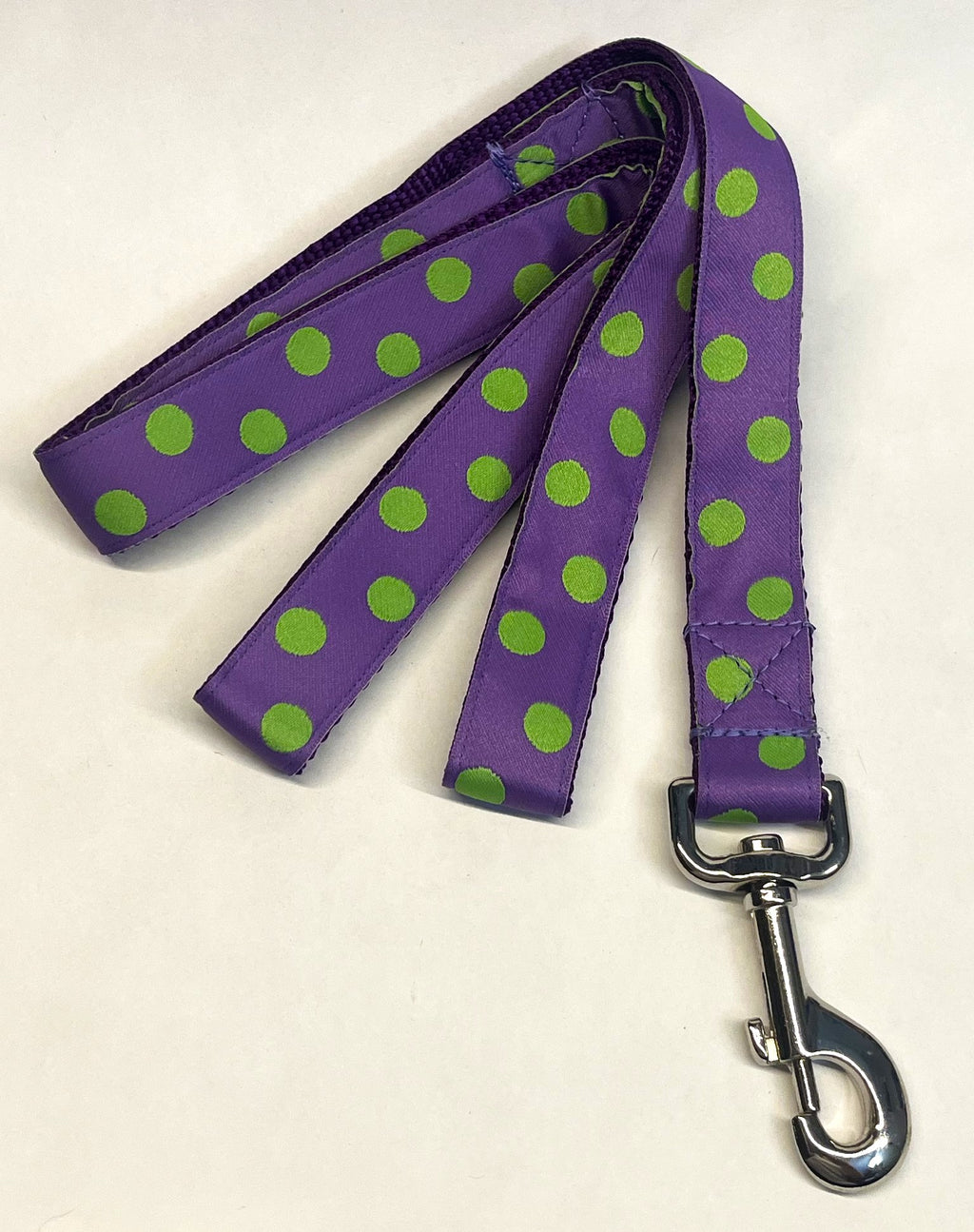 Purple with Lime Green Dots Dog Leash 1in
