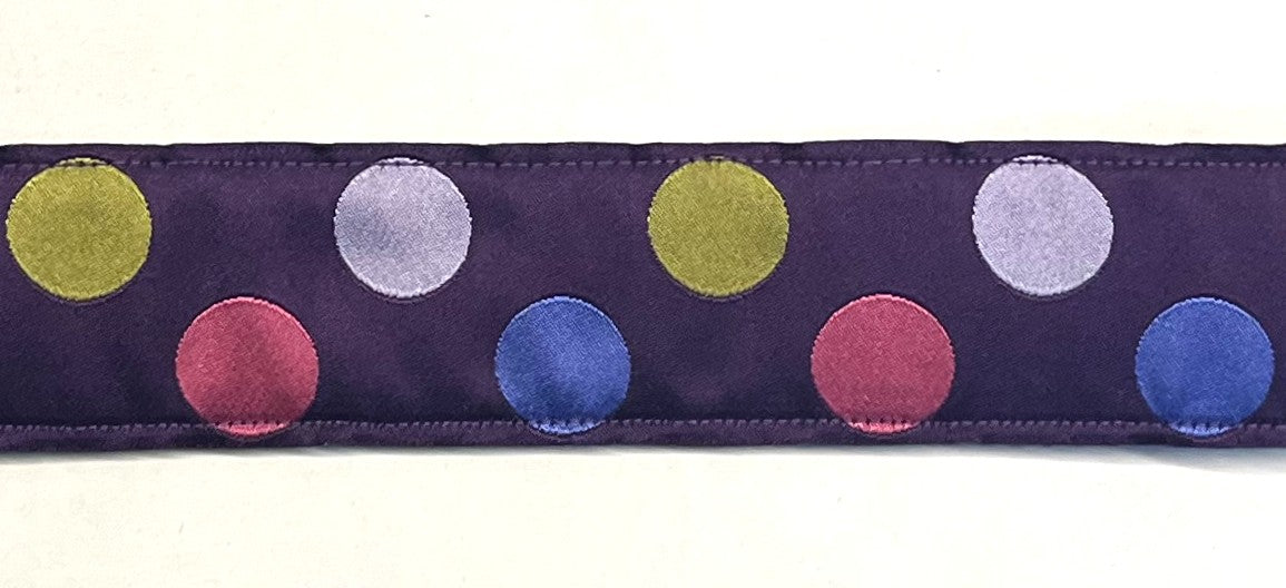 Purple with Pink, Green, Blue, and Lavender Dots Dog Collar 1 1/2 in