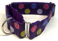 Purple with Pink, Green, Blue, and Lavender Dots Martingale Collar 1 1/2 in