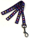 Purple with Pink, Green, Blue, & Lavender Dots Dog Leash 3/4