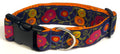 Purple with Pink, Orange, Yellow, Red, and Blue Flowers and Green Leaves Dog Collar 1 1/2 in