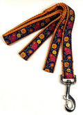 Purple with Pink, Orange, Yellow, Red, and Blue Flowers and Green Leaves Dog Leash 1in