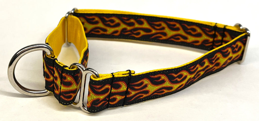 Red and Yellow Flames Martingale Collar 1in