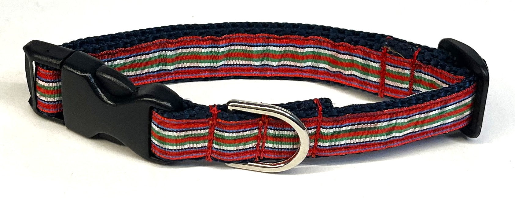 Red, Blue, Green, White & Navy Plaid Dog Collar 3/4