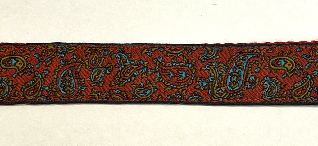 Red, Blue & Tan Paisley Dog Collar 1in