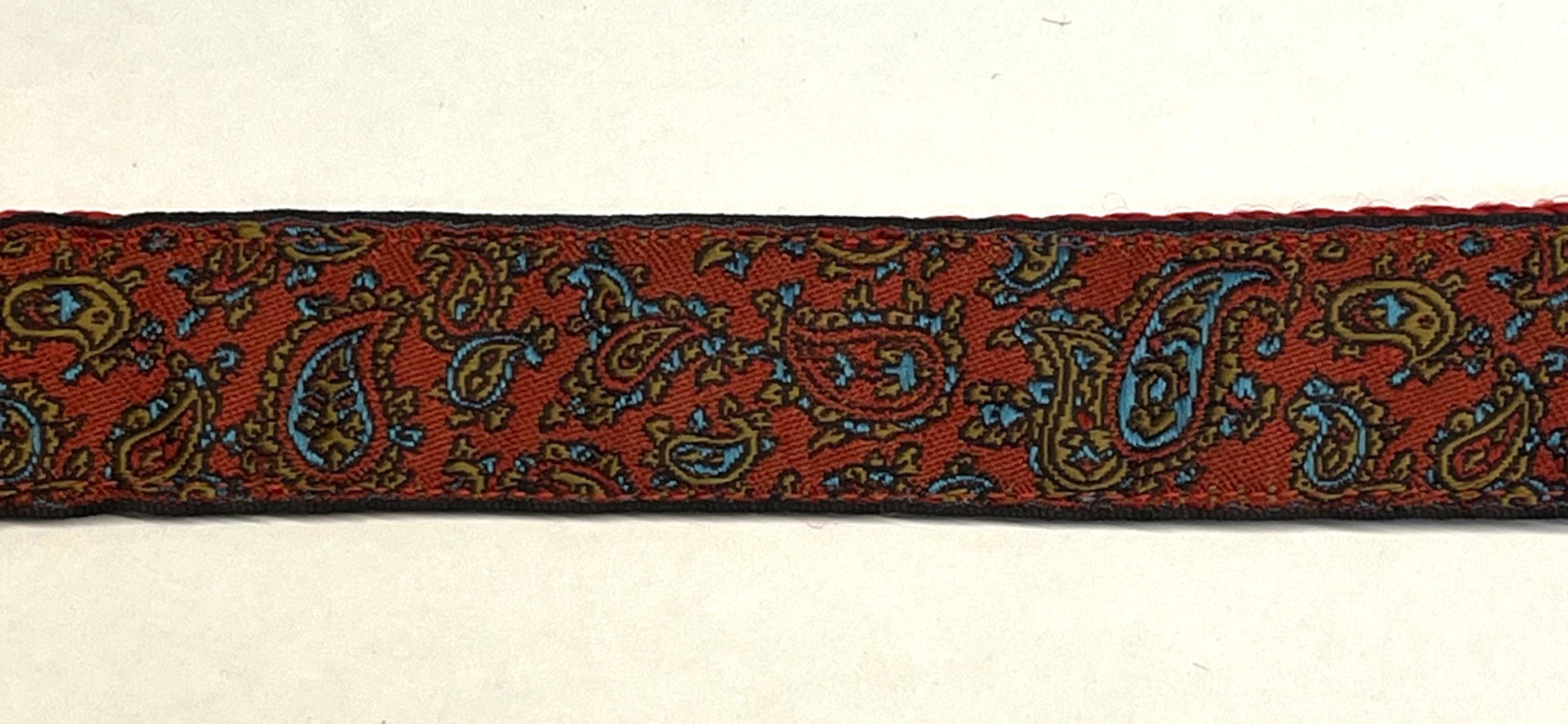 Red, Blue & Tan Paisley Dog Collar 1in