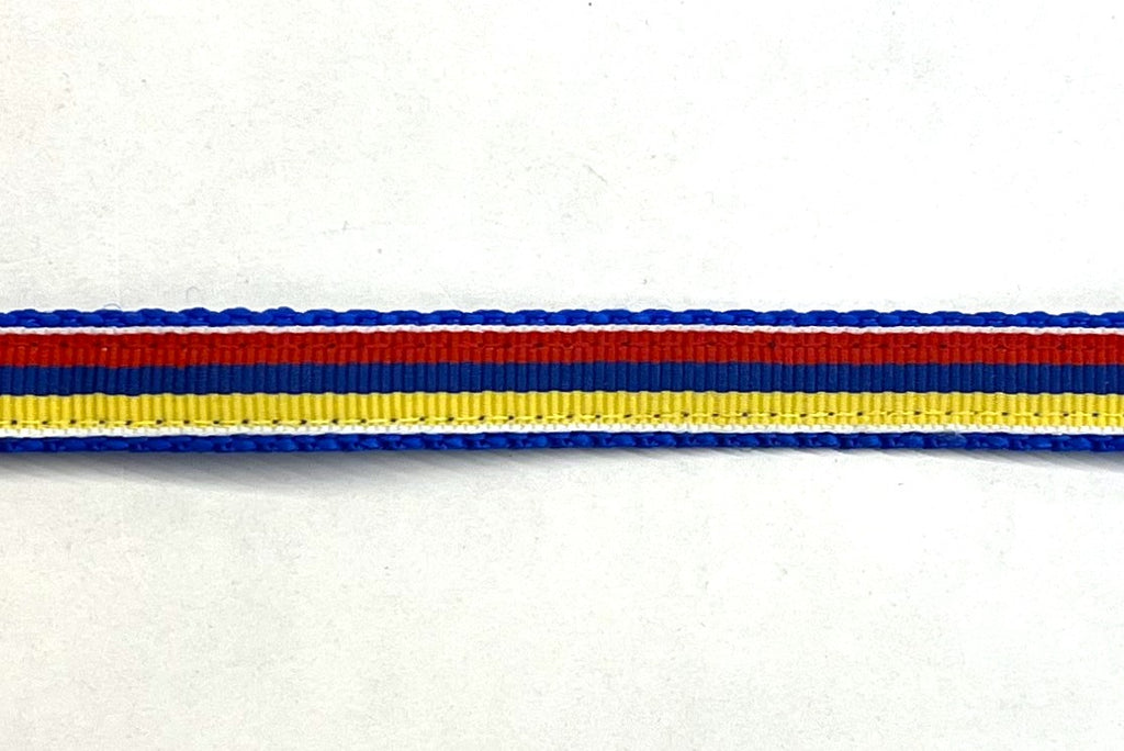Red, Blue & Yellow Stripe Dog Collar 1/2
