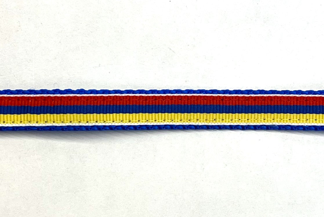 Red, Blue & Yellow Stripe Dog Collar 1/2