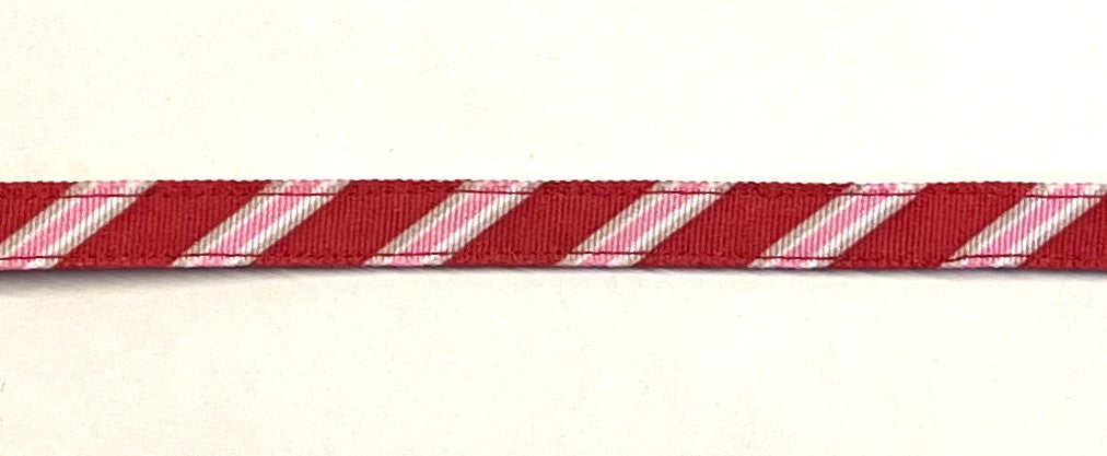 Red, Gray, White & Pink Diagonal Stripe Cat Collar