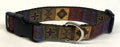 Olive with Red, Purple, Green, Tan, Yellow Western Square Design Dog Collar 1in