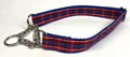 Red, White, Blue, and Black Plaid Chain Martingale Collar 1in