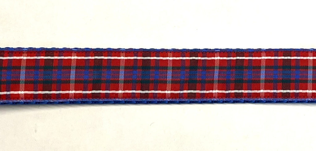 Red, White, Blue, and Black Plaid Martingale Collar 1in