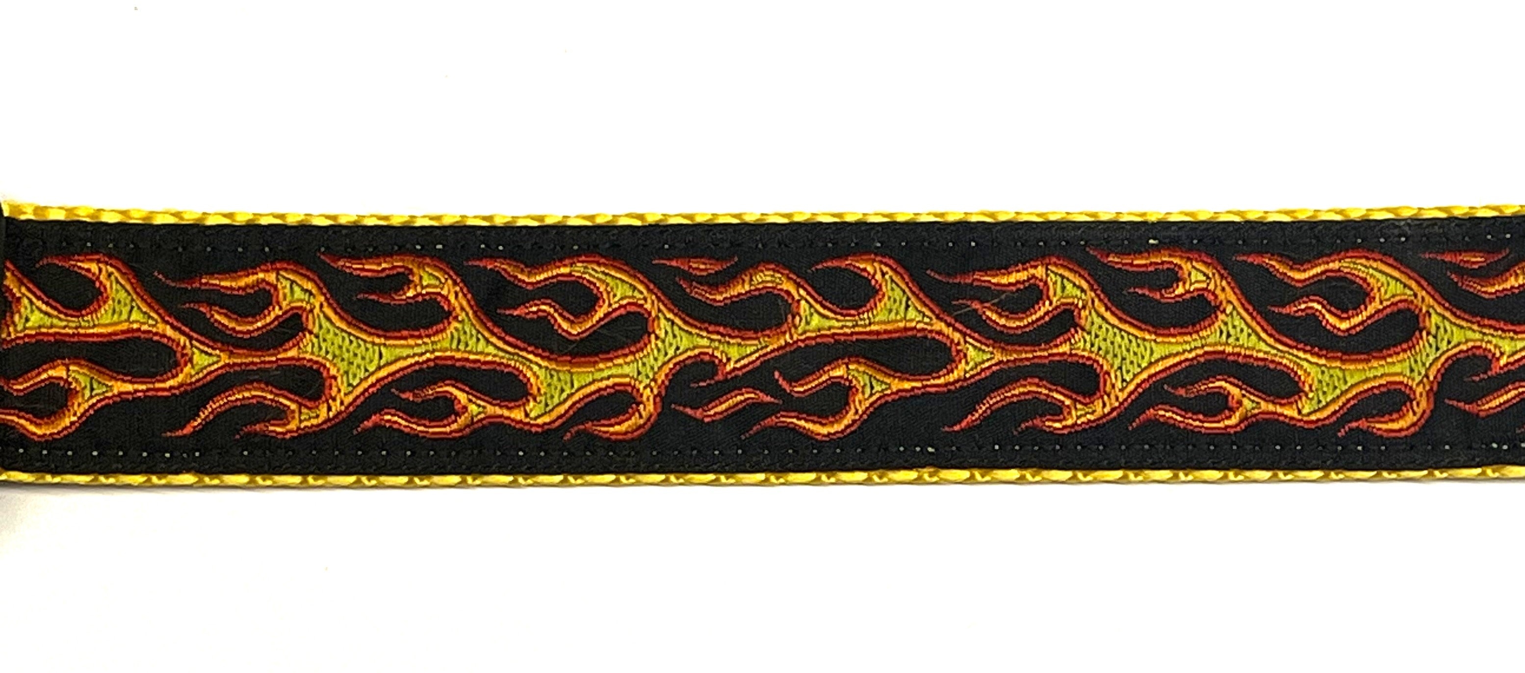 Red and Yellow Flames Dog Collar 1in