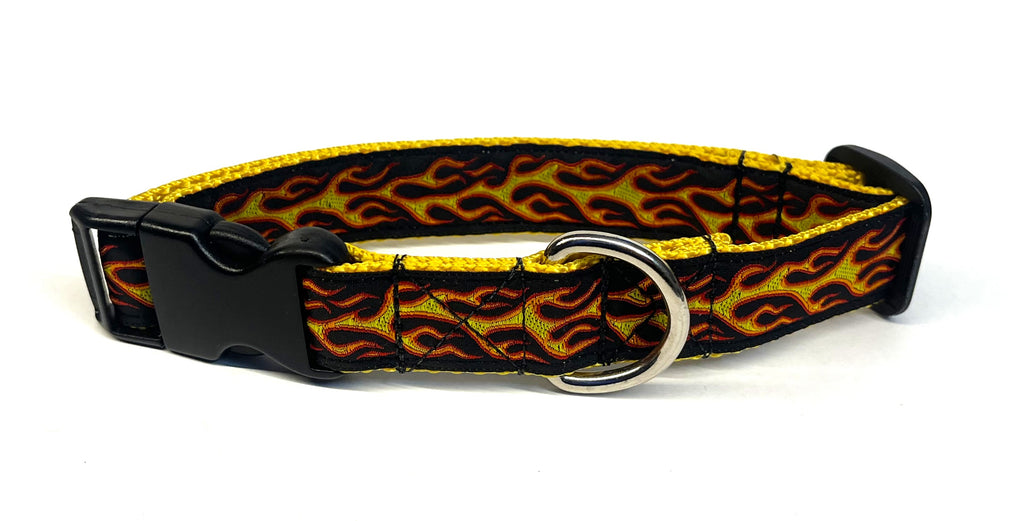 Red and Yellow Flames Dog Collar 1in