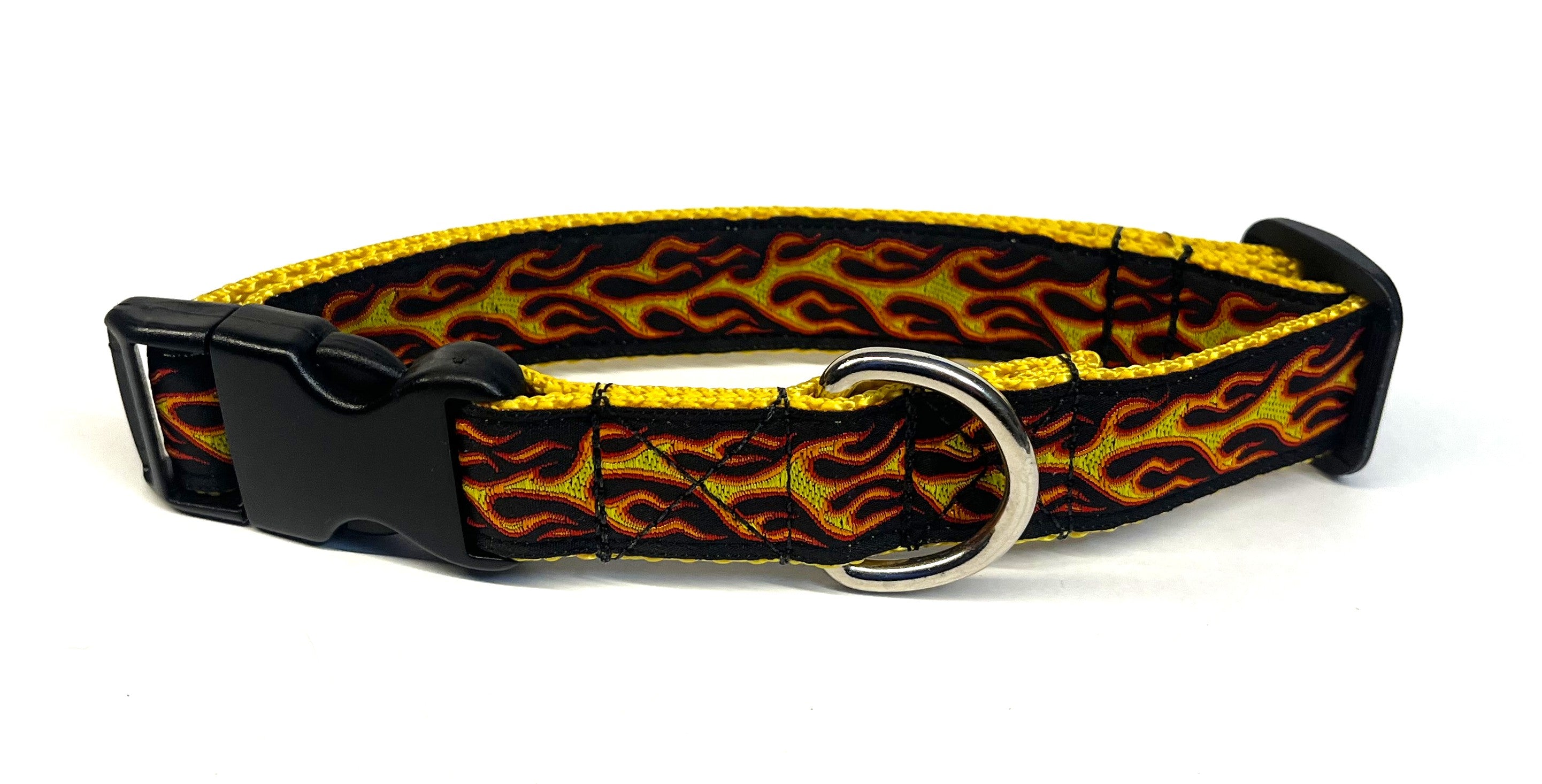 Red and Yellow Flames Dog Collar 1in