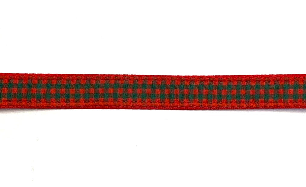 Red & Green Plaid Dog Collar 1/2 inch
