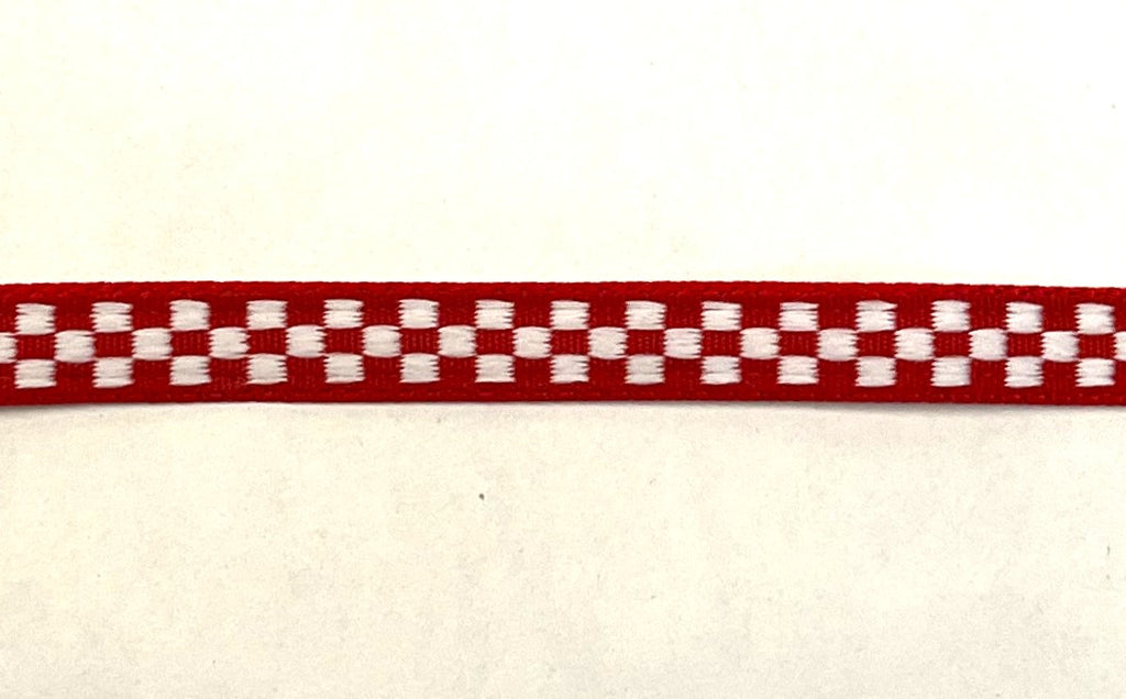Red & White Checkered Dog Collar 1/2 inch