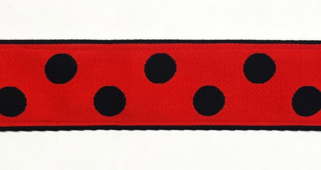 Red with black dots dog collar 1 1/2 in