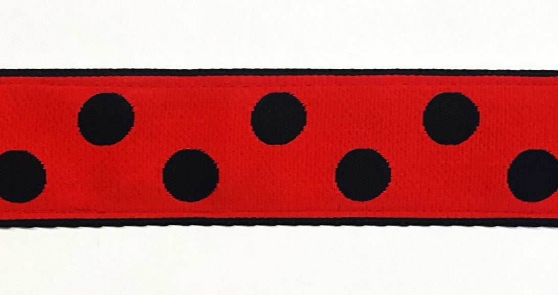 Red with black dots dog collar 1 1/2 in