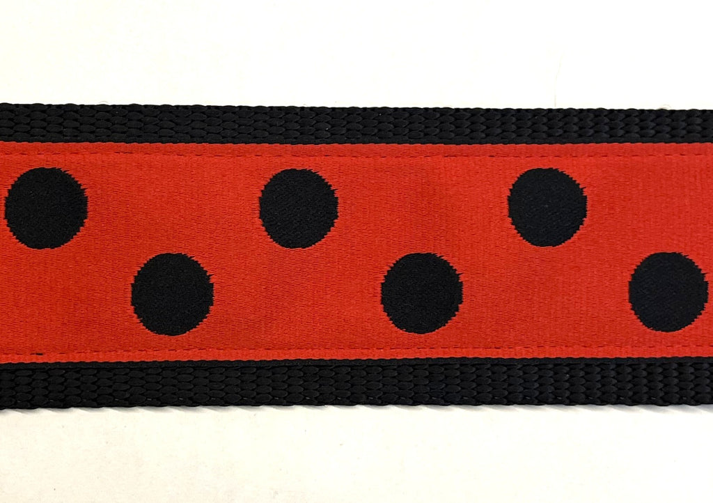 Red with Black Dots Dog Collar 2in