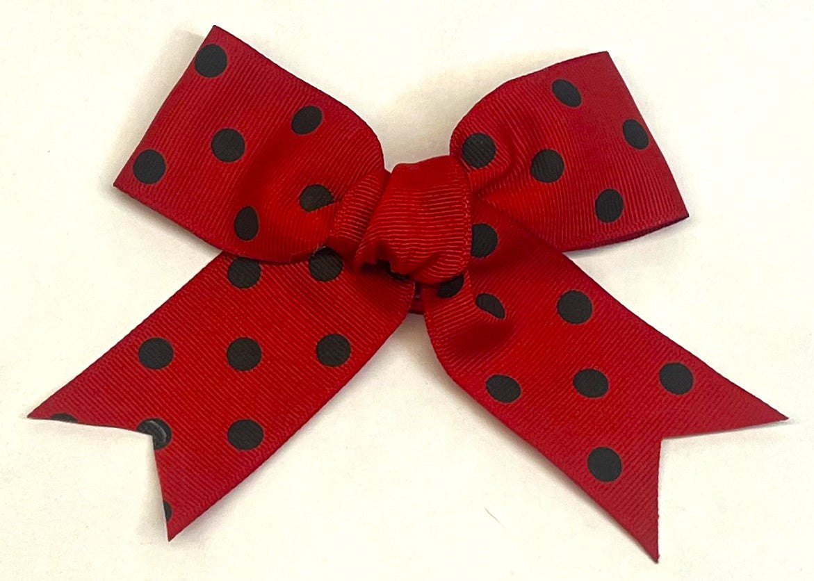 Red with black dots collar bow