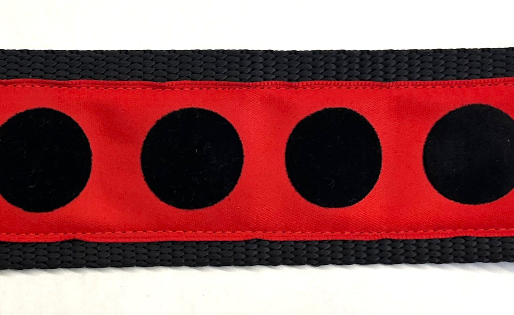 Red with Black Velvet Dots Dog Collar 2in
