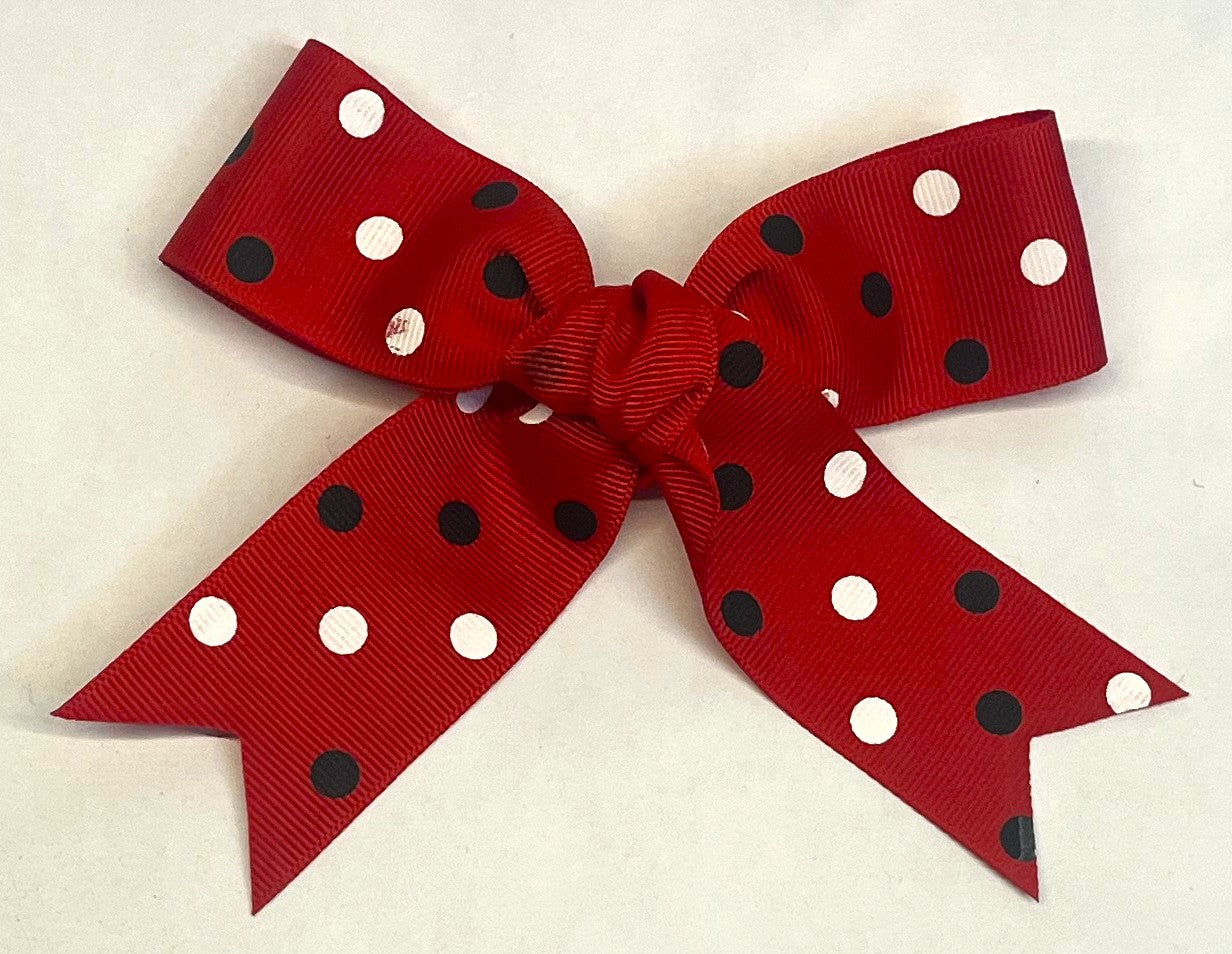Red with black and white dots collar bow