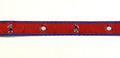 Red with Golfers and Golf Balls Dog Collar 3/4 inch on blue webbing