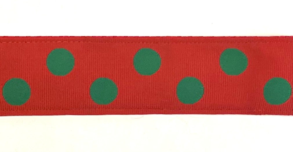 Red with Green Dots Dog Collar 1 1/2 in