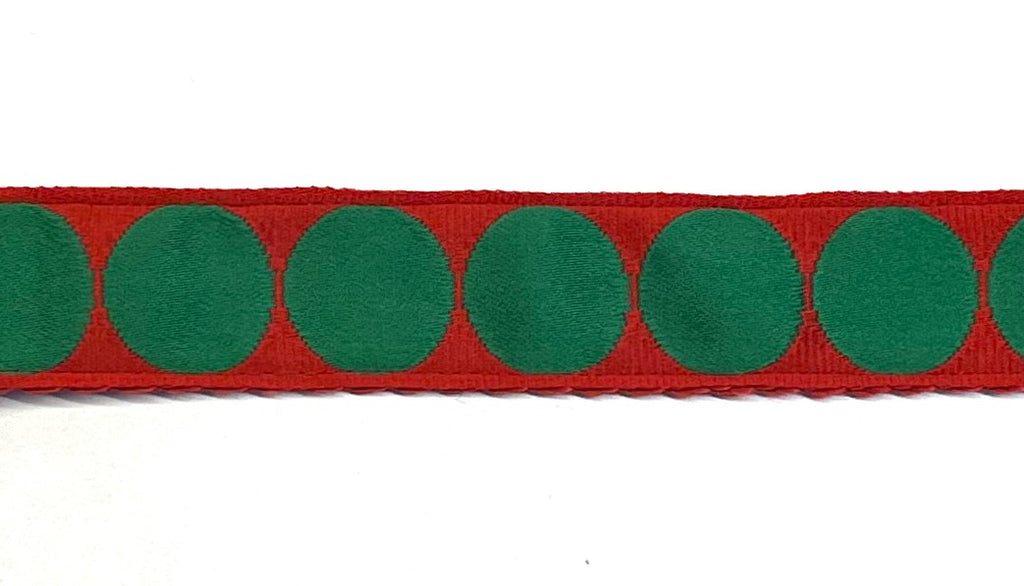 Red with Green Large Dot Dog Collar 1in