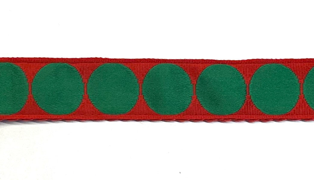 Red with Green Large Dot Dog Collar 1in