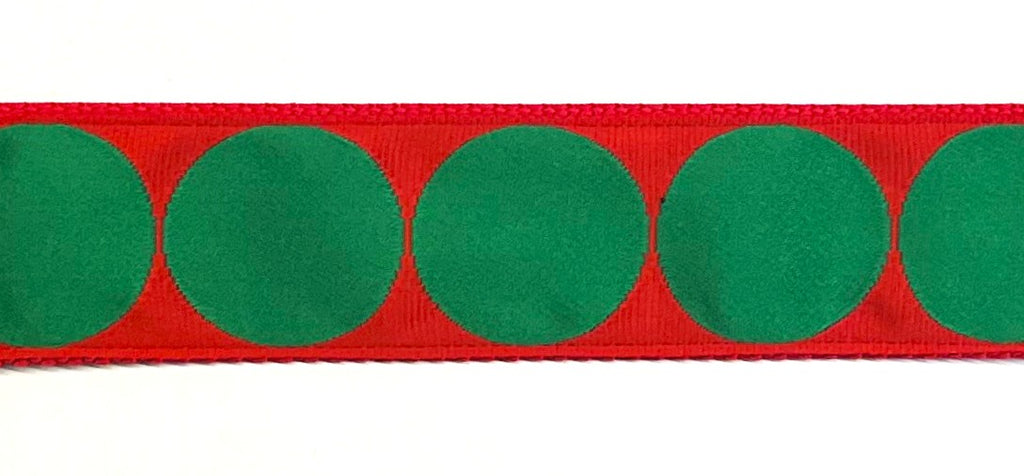 Red with Green Large Dot Chain Martingale Collar 1 1/2 in