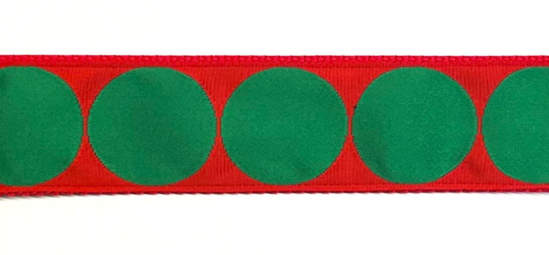 Red with Green Large Dot Chain Martingale Collar 1 1/2 in
