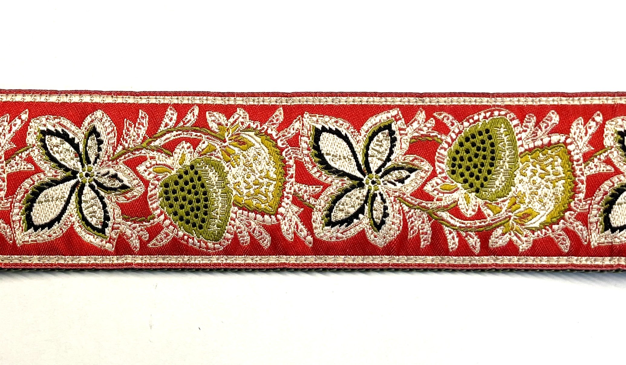Red with Green Strawberry and Vines Martingale Collar 2in