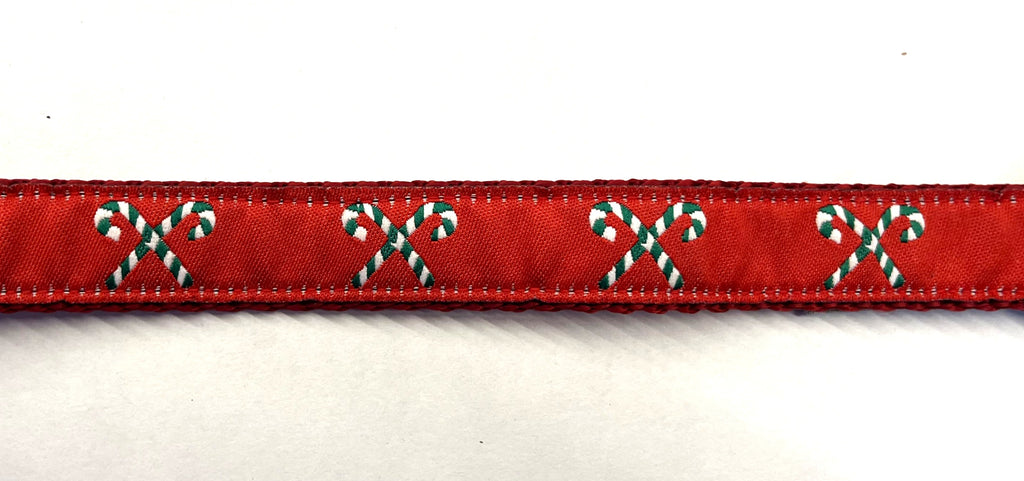 Red with Green and White Candy Canes Chain Martingale Collar 3/4