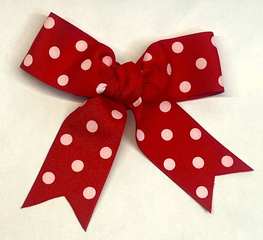 Red with pink dots collar bow